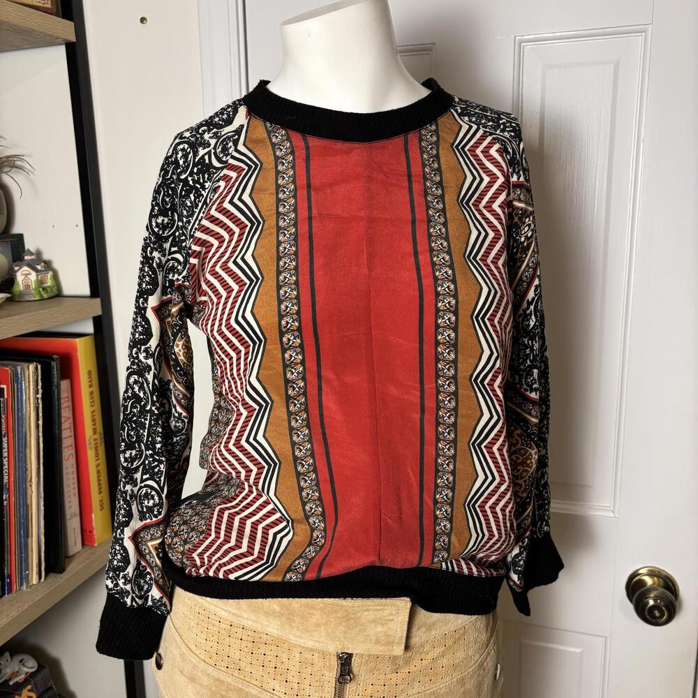 Sjobeck XS Abstract Silk Blouse